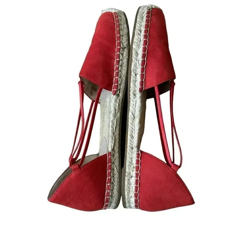 Eileen FisherLEE Orange Ref Nubuck Leather D'Orsay Espadrilles Flats Size 8